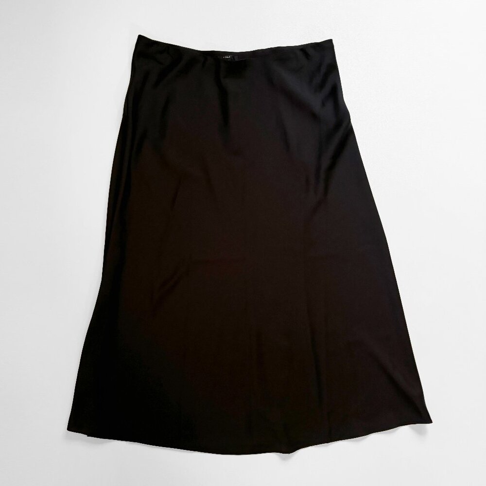 J.Crew 365 Black Satin Midi Skirt Sz M
